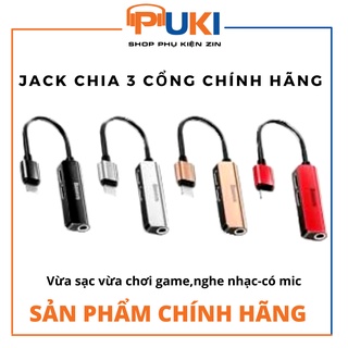 Jack Chuyển Ip 3 cổng ( 2 Cổng Lightning + 1 Cổng 3.5 )  Chính Hãng Baseus - Vừa Sạc Vừa Chơi Game, Nghe Nhạc