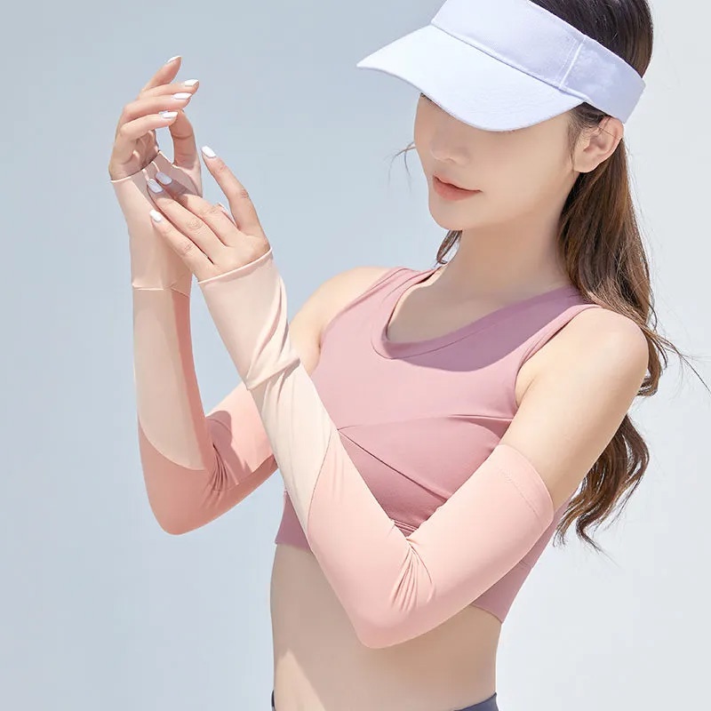 Găng Tay Chống Nắng Tia Uv Vải Lụa Lạnh Thoải Mái Cho Nữ
