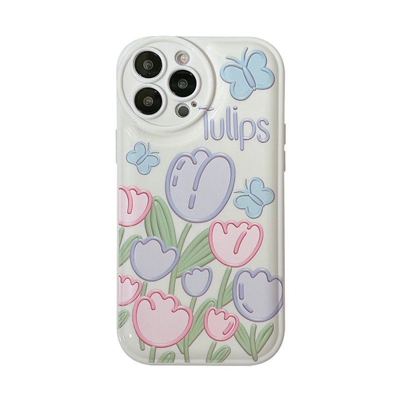 (SIÊU RẺ) Ốp lưng iphone cam tròn nền trắng hoa tulip xinh 7plus/8/8plus/x/xr/xs/11/12/13/pro/max/plus/promax
