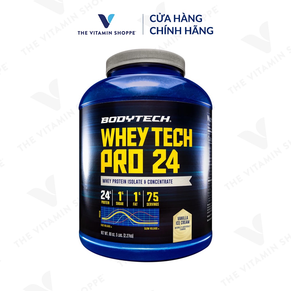 Bột hỗ trợ phát triển cơ bắp BODYTECH Whey Tech Pro 24 Protein Isolate Vanilla Ice Cream 907gr