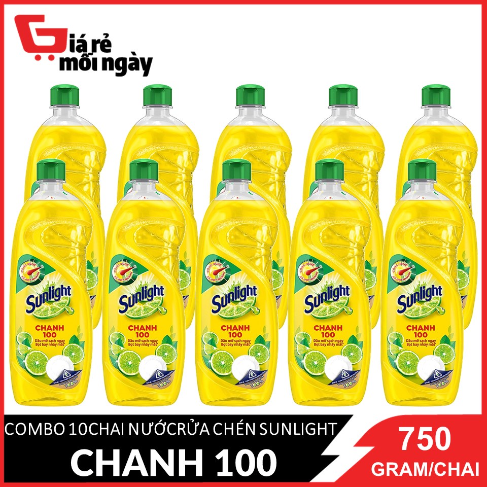 COMBO 10 Chai Nước rửa chén Sunlight Chanh 100 Chai 750gx10
