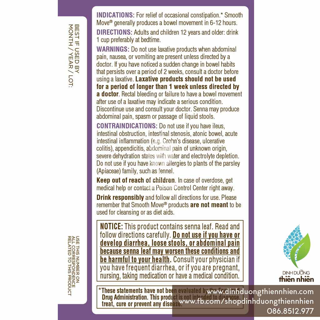 Trà Hữu Cơ Thảo Mộc Traditional Medicinals Smooth Move