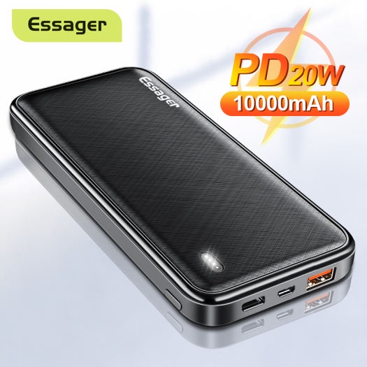 Sạc Dự Phòng ESSAGER 20W 10000mAh Siêu Mỏng Siêu Nhẹ tương thich tất cả các dòng điện thoại