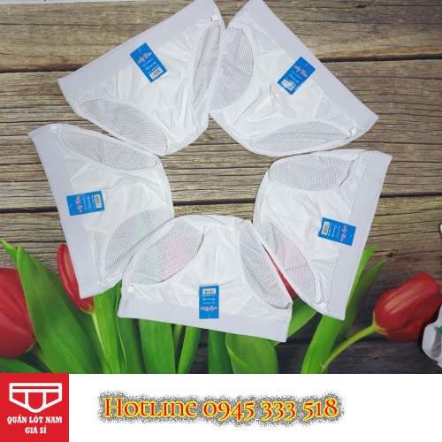 Bộ 5 quần lót THÔNG HƠI nam- Trắng tinh khôi- Đẹp mê ly