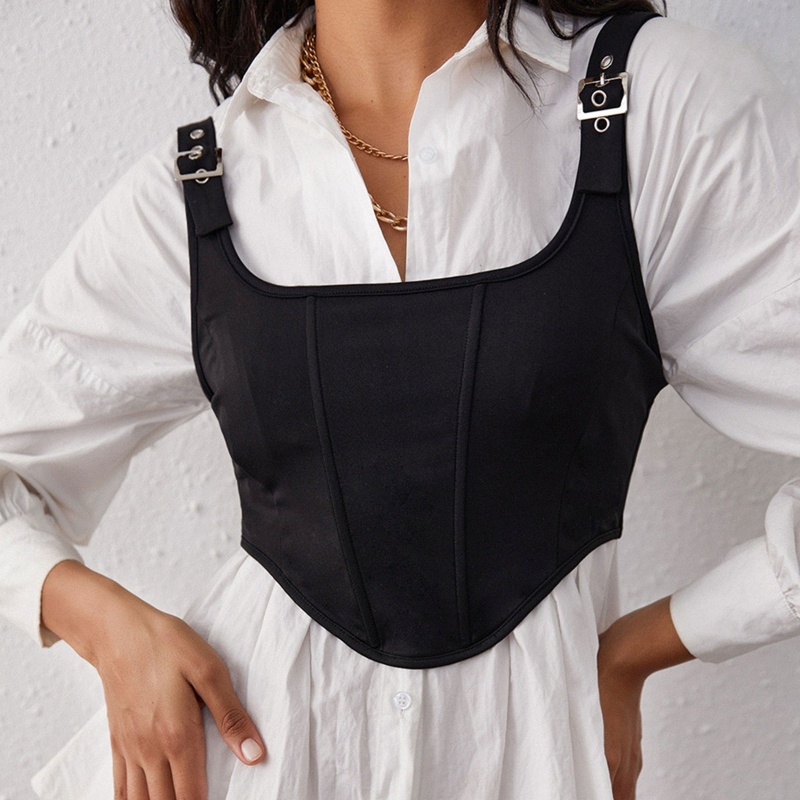 Áo Crop Top Hai Dây Cổ Chữ U Phía Trước Thời Trang Xuân Thu
