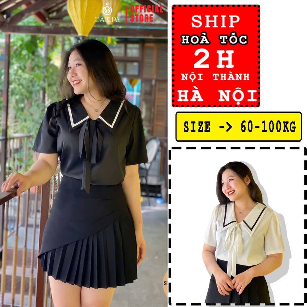 Áo Sơ Mi Bigsize Nữ 60 -100kg Viền Nơ Thiết Kế , chất vải lụa cheo mền mại , mặc mát ( hình thật +video)