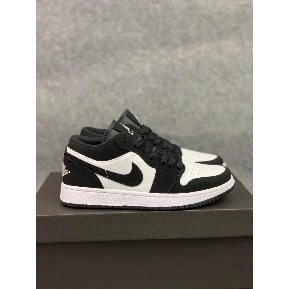 Giày Jordan 1 low panda đen trắng da lộn bản cao cấp 1-1 hang trung full phụ kiện