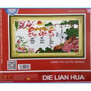 Xả kho Freeship 250k Toàn Quốc-Tranh thêu chữ thập phúc lộc thọ 222888- Ngocthinhshop