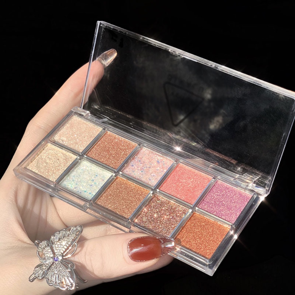 Dikalu Mười Color Eyeshadow Palette Siêu Không Cất Cánh Trang Điểm Lâu Chống Thấm Nước Chống Thấm Mồ Hôi Ngọc Trai Mờ bảng Phấn Mắt Uni