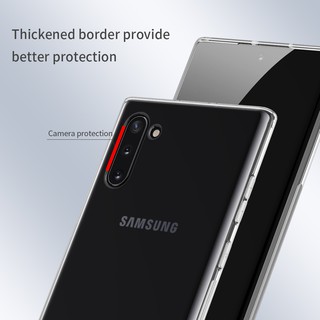 Ốp lưng Samsung Galaxy Note 10 note10 Note 10+ Note 10 plus note10plus hiệu Nillkin dẻo trong suốt bo viền máy