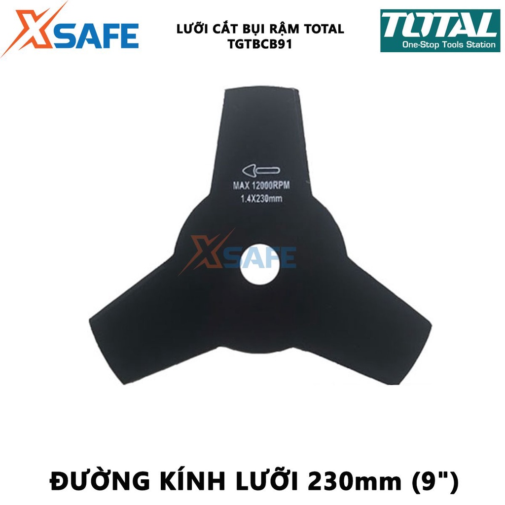 Lưỡi cắt bụi rậm TOTAL TGTBCB91 cắt cỏ đường kính lưỡi 230mm (9&quot;), gồm 3 lưỡi cắt - Chính hãng [XSAFE]