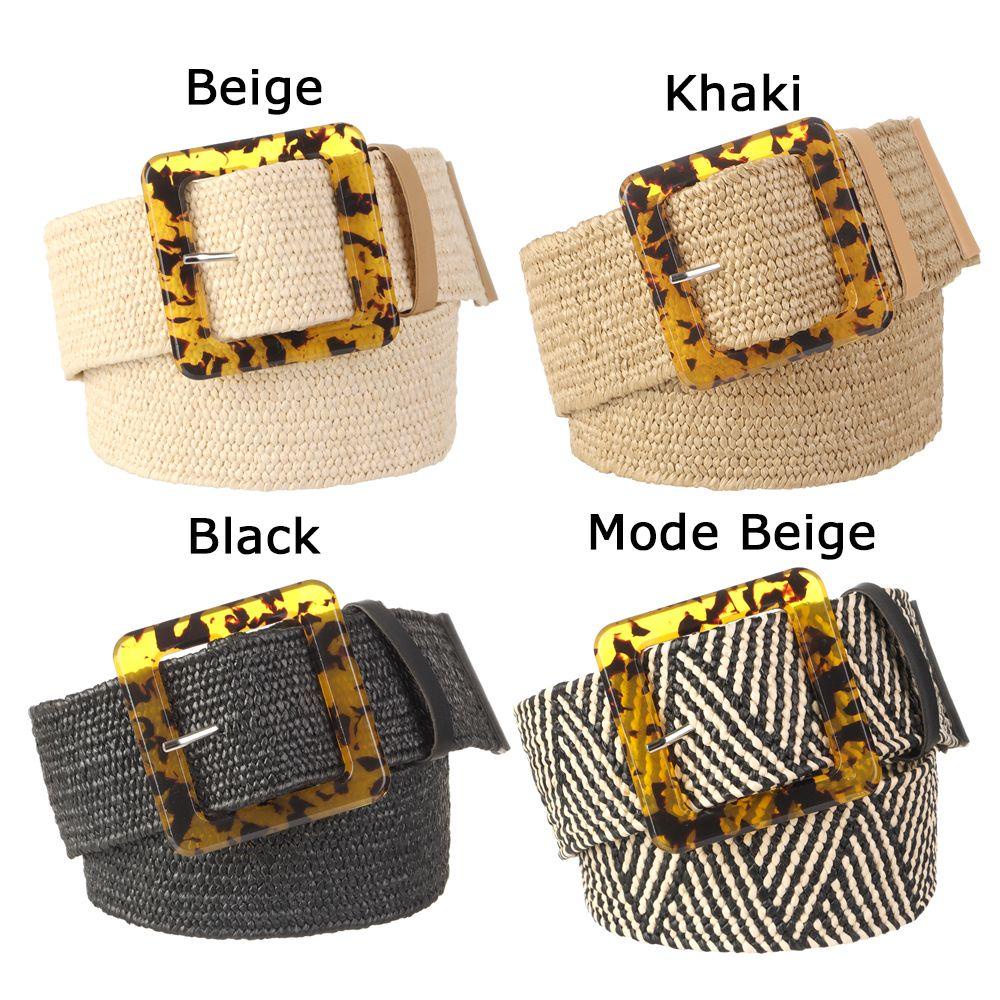 BSUNS Thắt Lưng Đan Cói Họa Tiết Da Báo Phong Cách Bohemian Cho Nữ