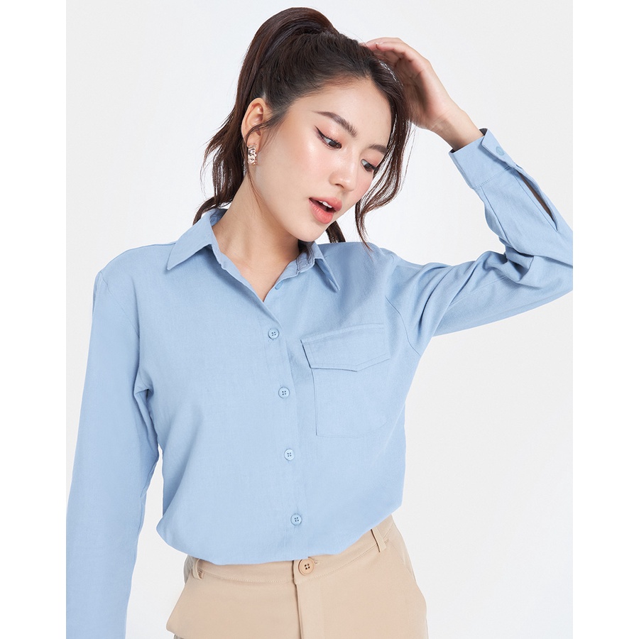 Áo Sơmi Thời Trang JUNO Tay Dài Nắp Túi JNASM014