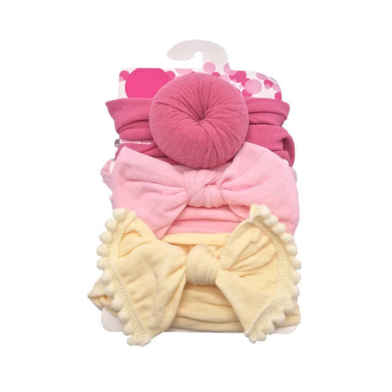 Set 3 Băng Đô Thắt Nơ Công Chúa Bằng Nylon Mềm Co Giãn Màu Trơn Cho Bé Gái Sơ Sinh