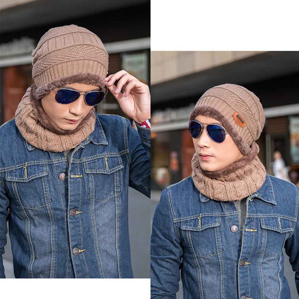 Set mũ + khăn choàng cổ len thời trang mùa đông ấm áp cho nam