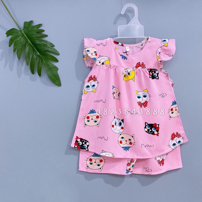 Bộ cộc bé gái , vải lanh  loại 1