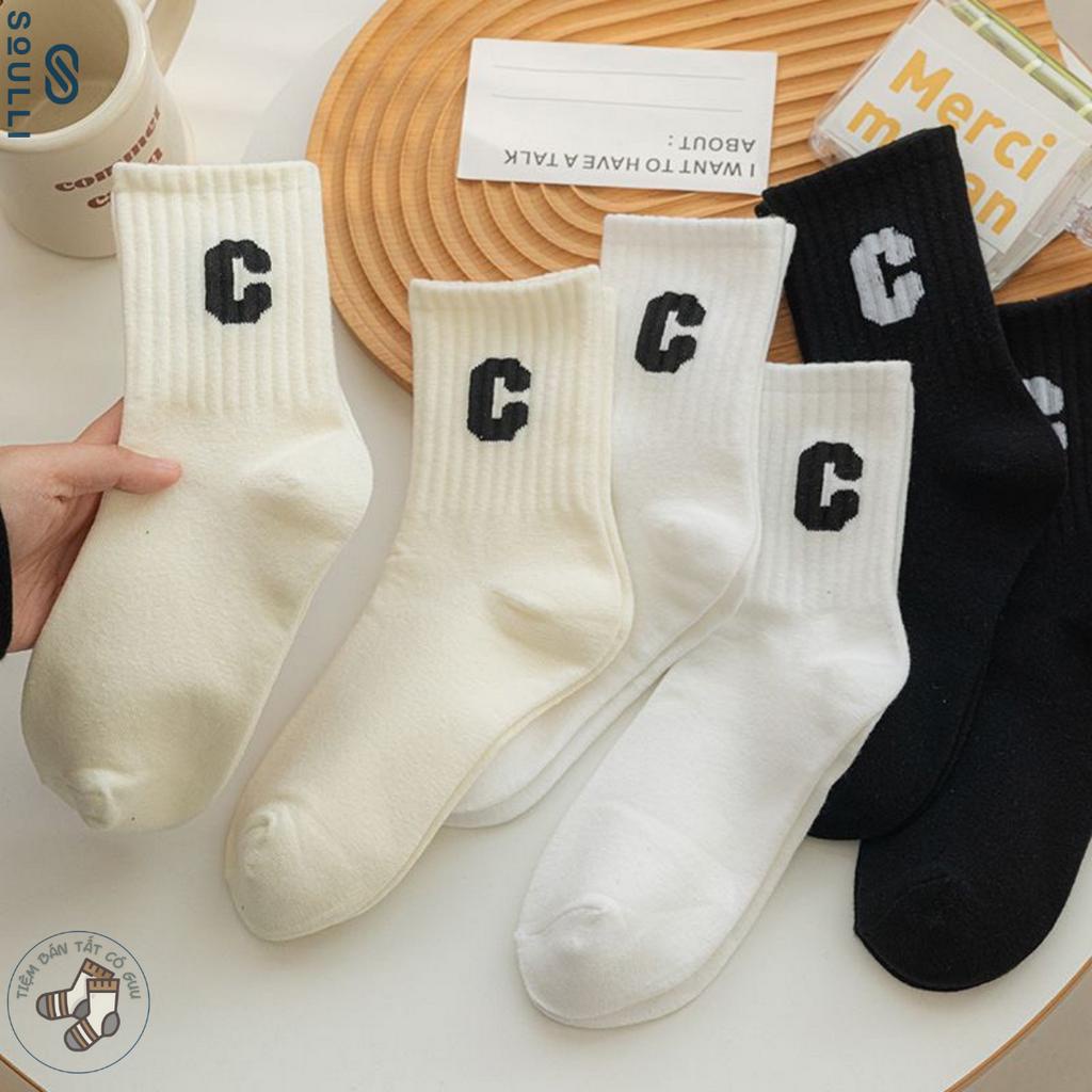 Tất nam nữ chất liệu cotton mềm thoáng mát dễ phối đồ Hàn Quốc màu đen, trắng, nâu