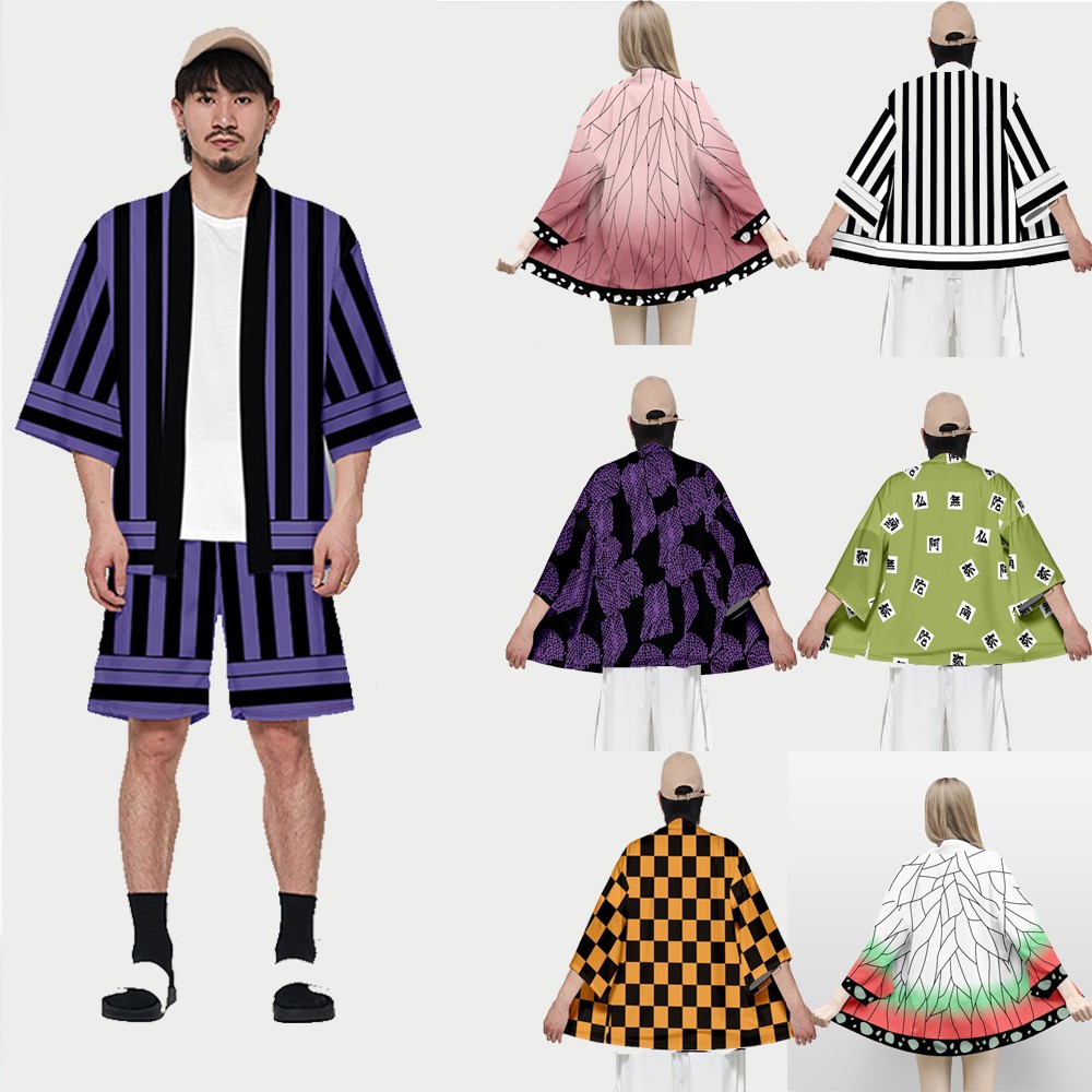 Áo khoác haori dáng rộng cosplay nhân vật Kamado Nezuko trong anime Demon Slayer: Kimetsu no Yaiba nhật bản anime figure