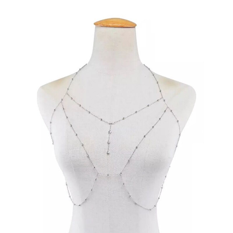 Chuỗi dây đeo ngực bằng kim loại trang trí bikini thời trang quyến rũ cho nữ