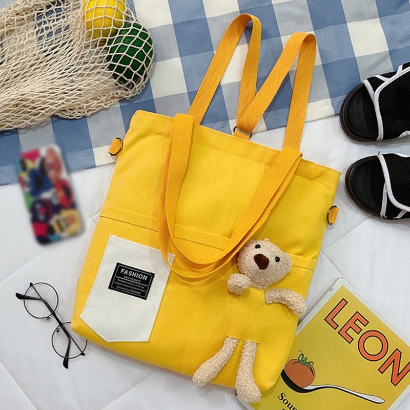 Túi Đeo Chéo Vải Bố Hình Gấu Bông Đáng Yêu