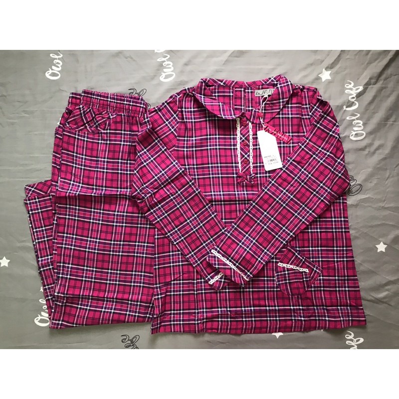 Bộ ngủ Pyjama Winny thu đông vải caro size M/L