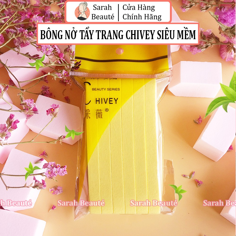 Bọt Biển - Bông Tẩy Trang Chivey 12 miếng Bông Nở Rửa Mặt Bông Mút Rửa Mặt - Sarah Beaute MP18