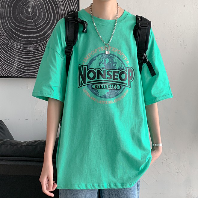 Áo thun tay ngắn dáng rộng họa tiết độc đáo thời trang cho nam và nữ