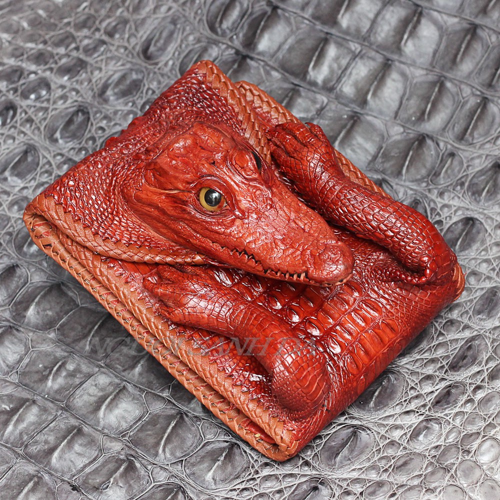 Ví nam da cá sấu nguyên con NGƯỜI SÀNH DA- Hàng tận xưởng , bảo hành 6 tháng