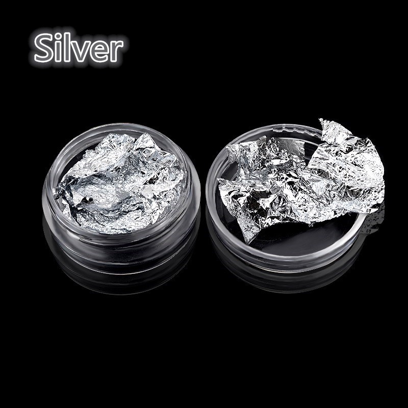 Bộ 1/2/3 hộp lá nhôm sequin 3D màu vàng bạc lấp lánh trang trí móng tay