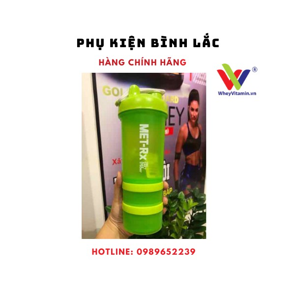 Bình Lắc Met Shaker Tập GYM 3 Ngăn 500ml Chế Sữa Protein - Đa Năng