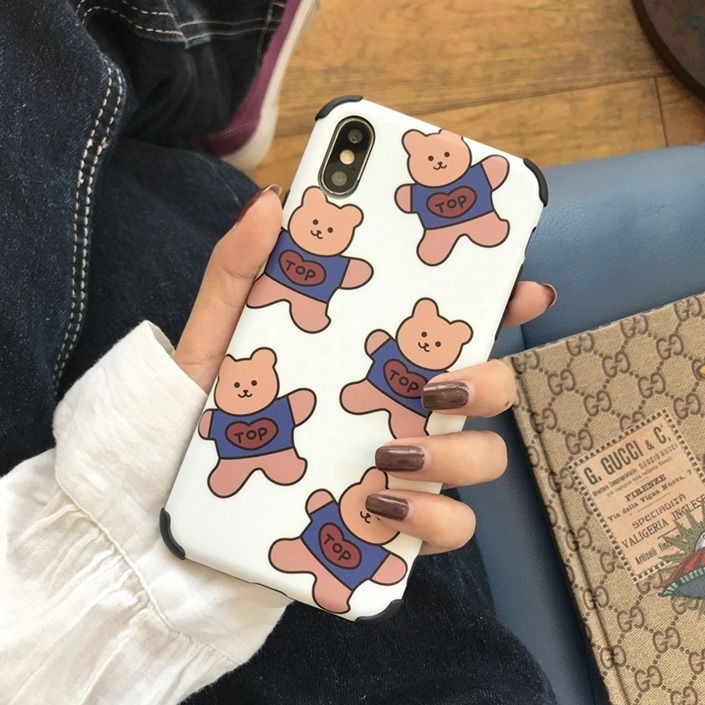 ☬ Ốp điện thoại lưng iPhone Ins cute blue bear 11Pro Max/8plusX mobile phone case Xs/XR/iPhone7P anti-drop 6 | BigBuy360 - bigbuy360.vn