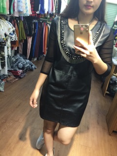 Sale váy da phối ren