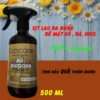SHIP LIỀN Chai Xịt lau sạch bề mặt kiếng, gỗ, đá Đa Năng Hữu Cơ ECOCARE 500ml