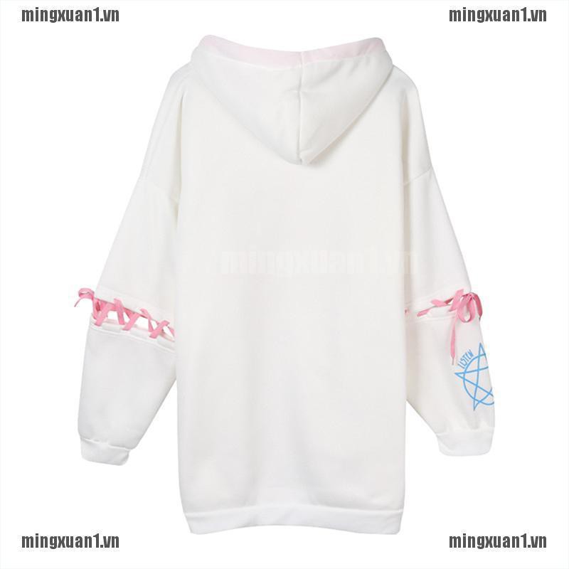 MINON Harajuku Print Lace Up Sweatshirt Women Hoodie Gothic Hooded Pullover Streetwear VN | BigBuy360 - bigbuy360.vn