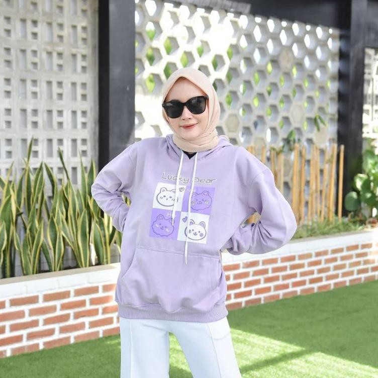 Áo Khoác Hoodie In Hình Chú Gấu May Mắn Phong Cách Hàn Quốc Thời Trang Cho Nam Nữ