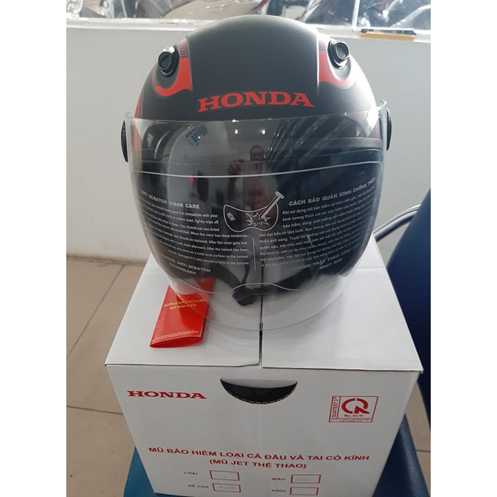 Mũ bảo hiểm 3/4 đầu Honda dáng thể thao - ĐEN-XANH-XÁM-Bạc mờ có kính CHÍNH HIỆU HONDA