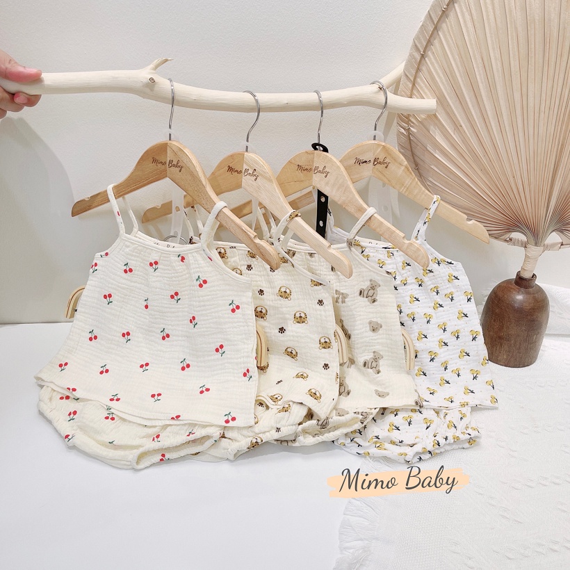 Bộ xô muslin 2 dây đáng yêu Mimo Baby cho bé QA25