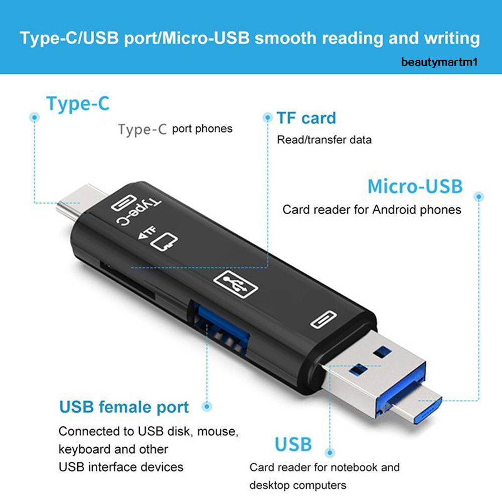 Đầu Đọc Thẻ Nhớ Usb 3.0 Loại C 5 Trong 1 | BigBuy360 - bigbuy360.vn