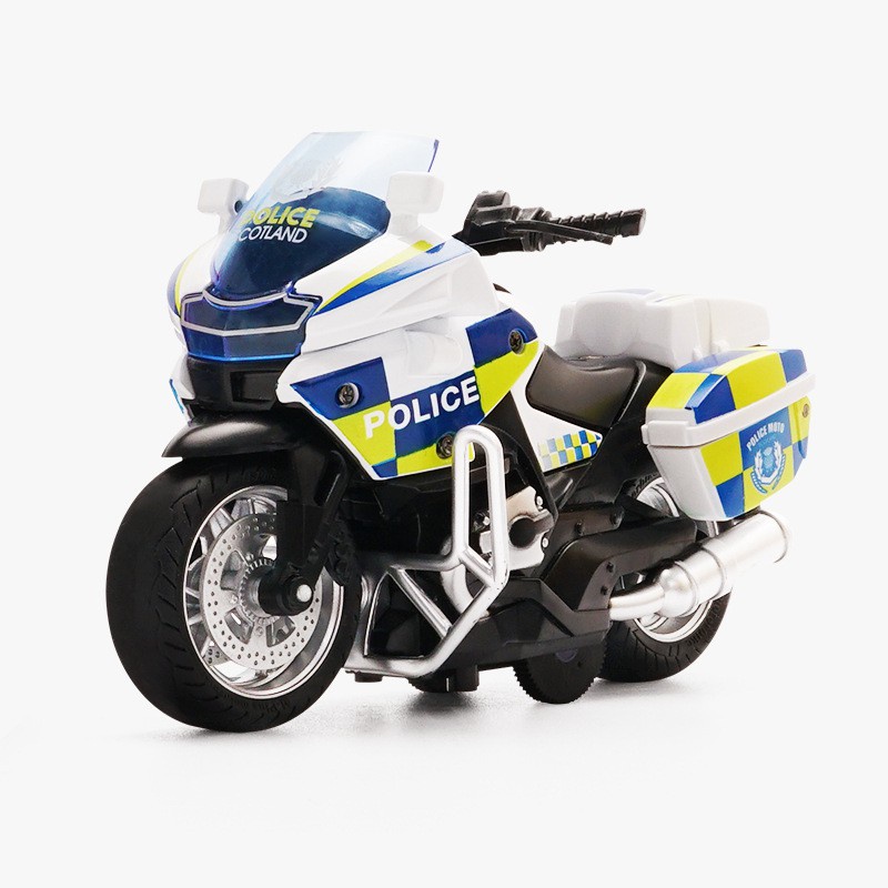 ❃●Xe mô tô cảnh sát đồ chơi trẻ em bằng hợp kim và nhựa chạy cót có đèn, âm thanh