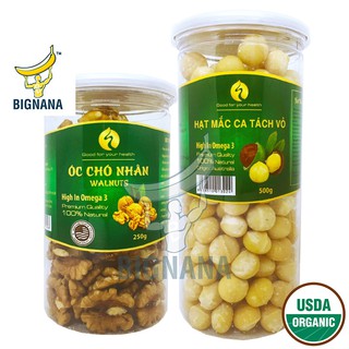 Combo Nhân Macca Úc 500gr, Hạt Óc Chó Vàng Mỹ Đã Tách Vỏ 250gr, Mắc Ca Tốt Cho Mẹ Và Bé