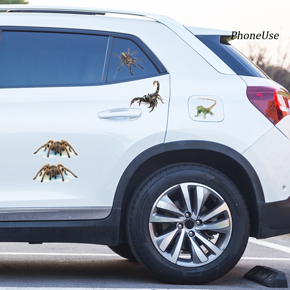 Sticker dán trang trí kính xe hơi hình nhện/ bò cạp/thằn lằn 3D
