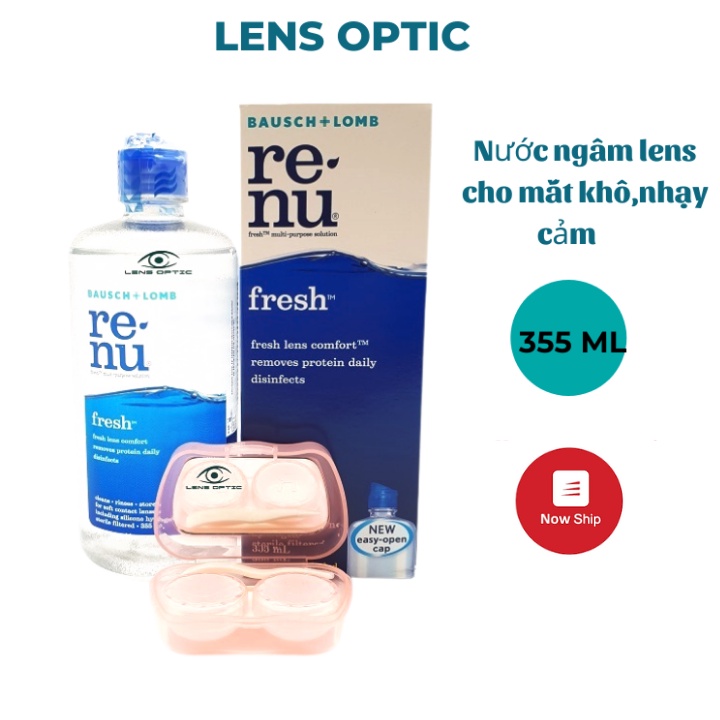 Nước ngâm lens Renu 355ml Bausch Lomb, nước rửa kính áp tròng USA -Lens Optic