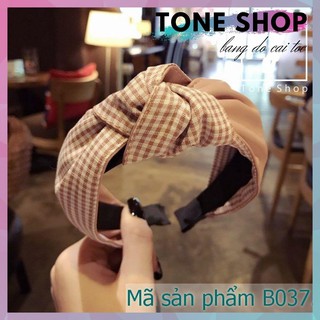 Băng Đô Cài Tóc Nữ Tone Shop Băng Đô To Bản Họa Tiết Caro Nhỏ B037