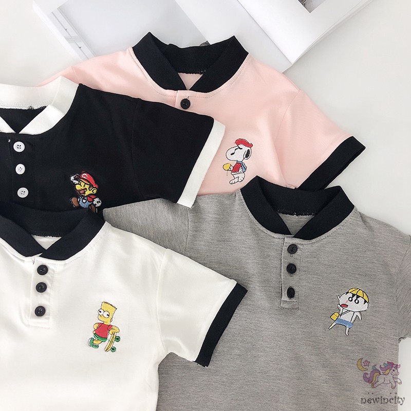 Set Áo Thun Ngắn Tay In HỌa Tiết Hoạt Hình Kèm Quần Ngắn Cho Bé Trai