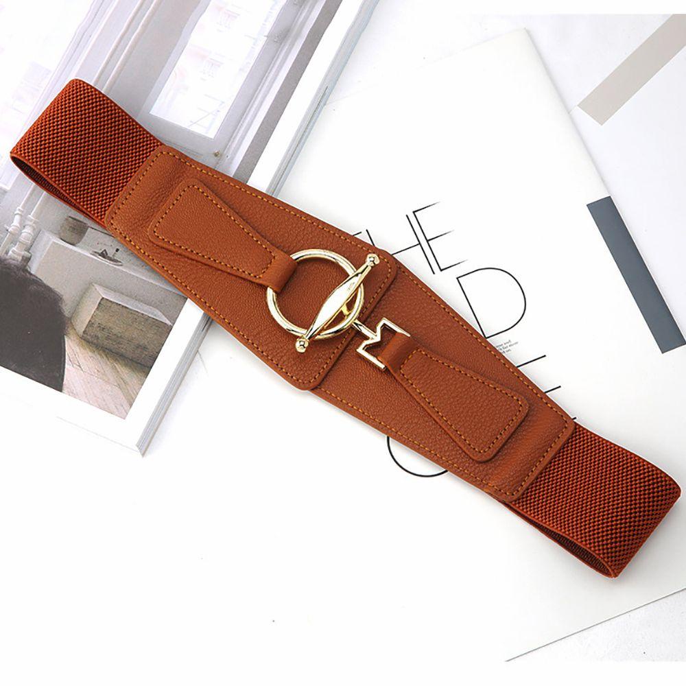 Thắt Lưng Da PU Co Giãn 2 Màu Phong Cách Retro Đơn Giản Cho Nữ