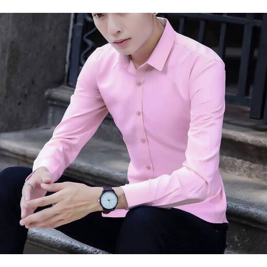 Áo sơ mi nam ảnh thật 100% dài tay kiểu dáng Hàn Quốc , vải lụa thái mềm mịn , chống xù co giãn nhẹ | BigBuy360 - bigbuy360.vn