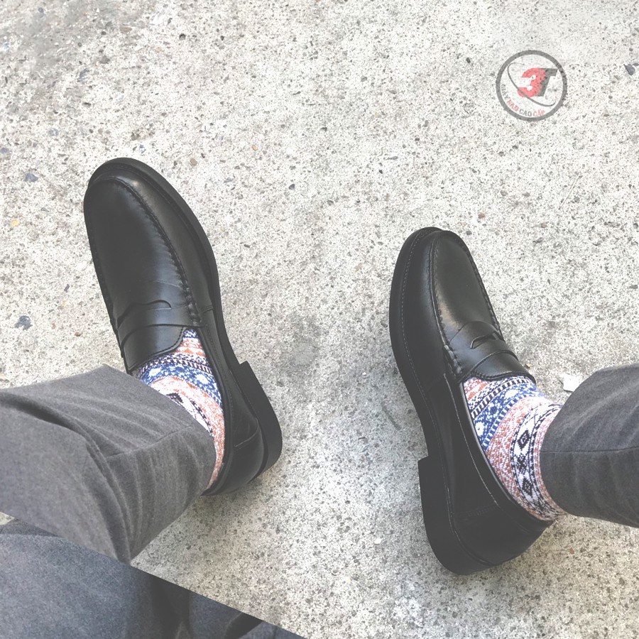 Giày Penny loafer Black  Nam  , DA MỀM , Đế Cao Su nguyên Khối, Có Khâu Đế , tăng chiều cao 3.5 cm