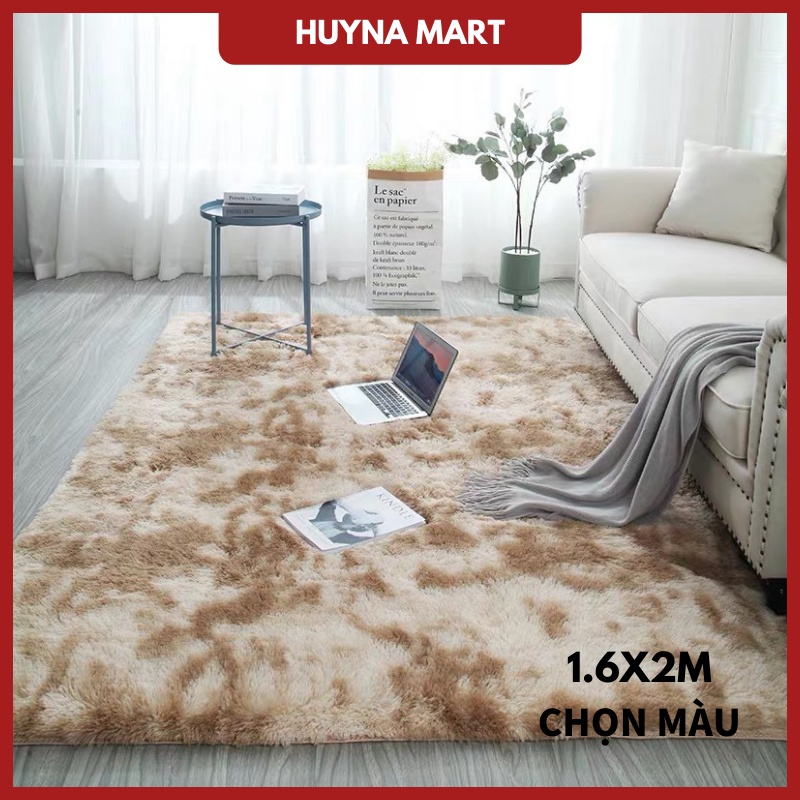 Thảm Lông Loang Trải Sàn Cao Cấp Cỡ Lớn, Lông Dày, Mặt Đế Chống Trượt 1,6mx2m T15