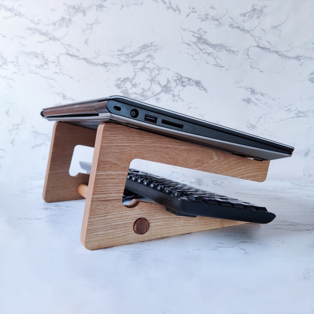 KỆ/GIÁ ĐỠ CHO LAPTOP/MACBOOK 2 TẦNG ĐA NĂNG TỪ GỖ DECOR TỰ NHIÊN (LOẠI CAO) | BigBuy360 - bigbuy360.vn