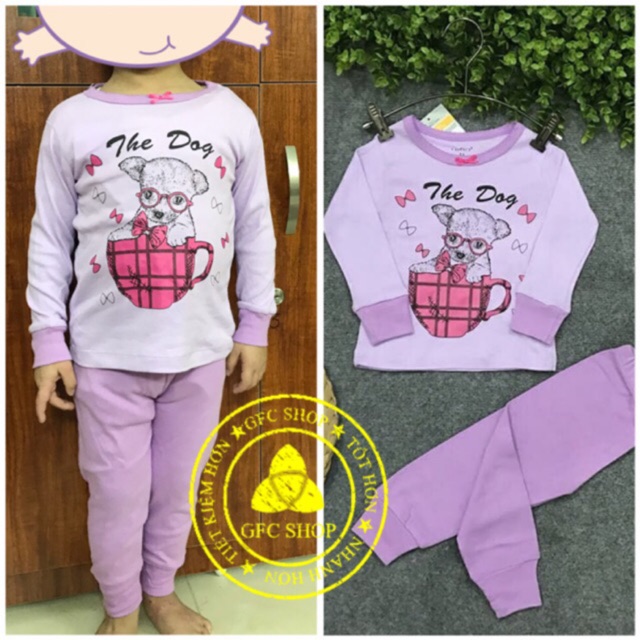 Bộ dài tay xuất khẩu bé gái 8-21 kg tím
